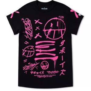 The Boys Tv Show Pink Spray Paint Logo Double Sided T-Shirt